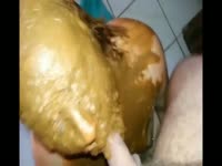 [ Scat Fetish Porn ] Milf blinded because shit is all over her face